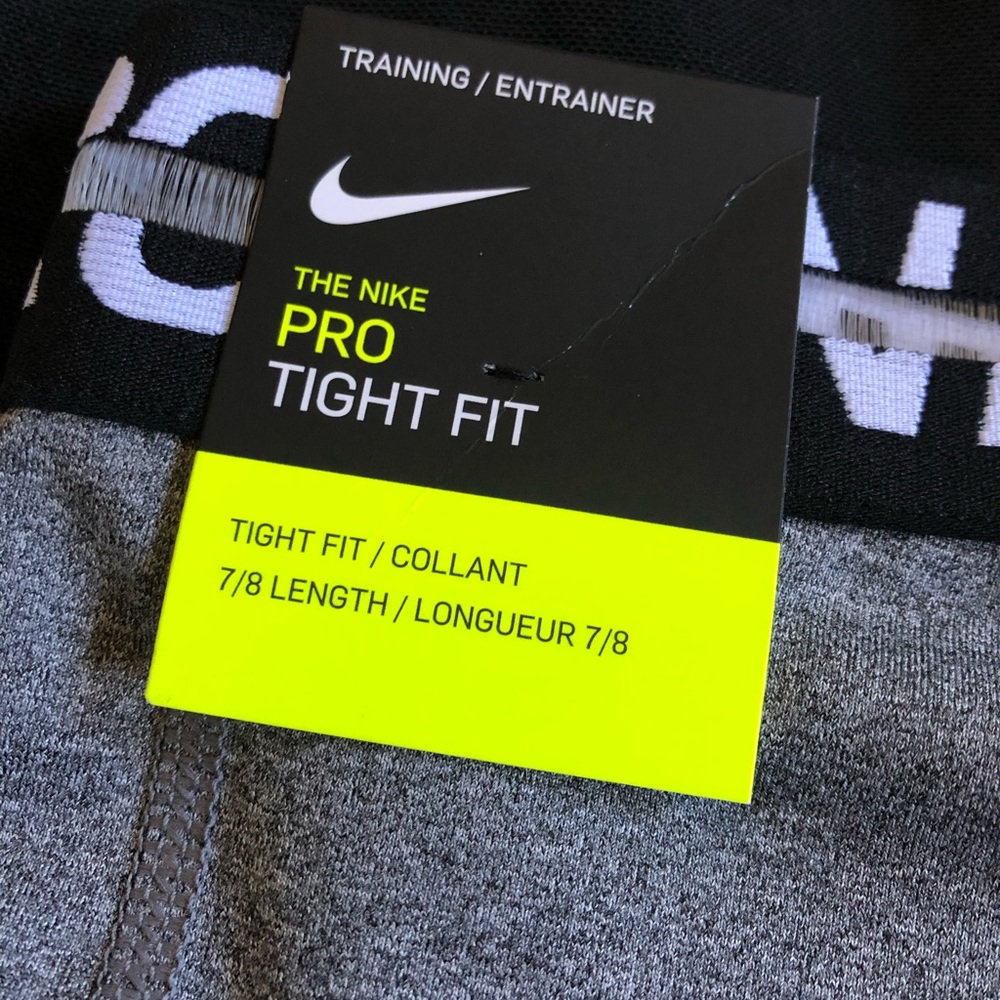 Nike Pro Women’s tight fit 7/8 leggings Gray Large - Picture 6 of 6